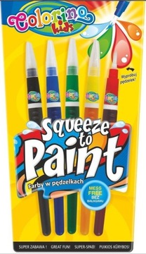 Farby w pędzelkach 5 kolorów do szkoły dla dzieci