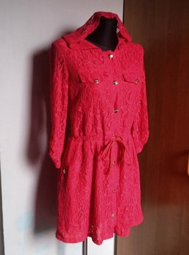 Cudna sukienka / narzutka czerwona koronka r. 38