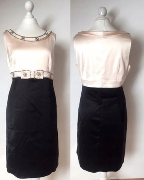 OASIS sukienka ołówkowa beżowa mała czarna 42 XL