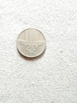Moneta 20 zł Kłosy z lat 70 bez znaku menniczego