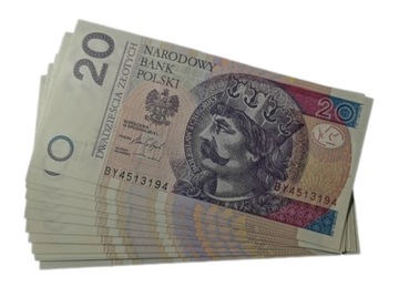 20 zł złotych UNC z paczki bankowej 2016 seria BY