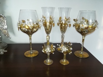 Kieliszki ślubne/ złote kieliszki do szampana 