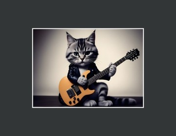 Plakat kot gitarzysta do salonu/ biura - 100x70 cm