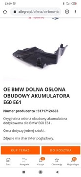 Osłona dolna obudowy akumulatora E60 e61