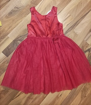 Czerwona sukienka 134 H&M tiulowa balowa 