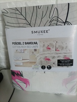 Pościel z bawełną SMUKEE flamingi220/200+2x70/80 