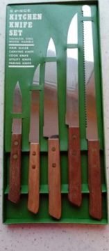 Komplet 5 noży z drewnianą rączką