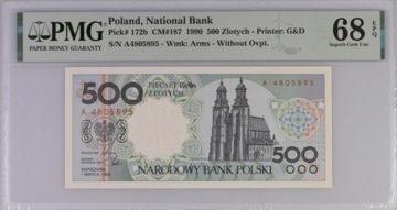 500 złotych 1990  PMG 68 EPQ