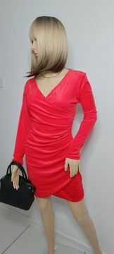 Czerwona sukienka welurowa L