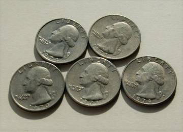 25 cent 1970 do 1979 zestaw 5 szt. Stan !!