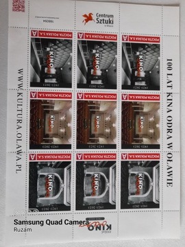 Arkusz znaczków "100 lat Kina Odra w Oławie