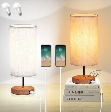 Zestaw 2 lamp stołowych USB