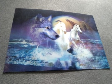 Obrazek podkładka 3D 34x24 cm konie i wilki