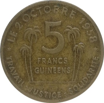 Gwinea 5 francs 1959, KM#1