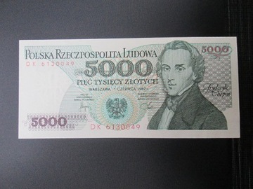 Banknot 5000 złotych1982r. st UNC.