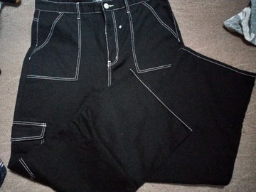 Spodnie czarne z wysokim stanem boohoo rozmiar 48
