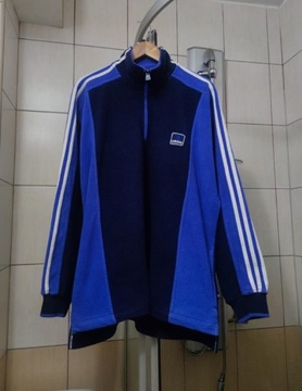 bluza hoodie polarowa adidas XL niebieska vintage 