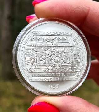 Srebrna moneta Meksyk 5 Peso El Tajin 1993, 1oz