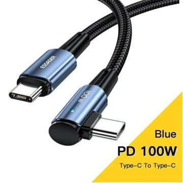 Kabel 1m USB-C Przewód z Oplotem Essager Niebieski