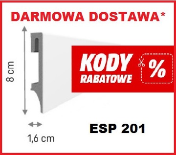 Listwa Espumo 201 biała 8 cm -14% RABAT(30,80/szt)