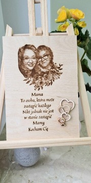 Zdjęcie grawerowane w drewnie prezent dzień matki