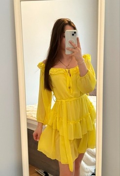 żółta zwiewna letnia sukienka Minota hiszpanka