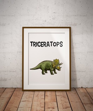 Plakat dinozaur Triceratops format A3