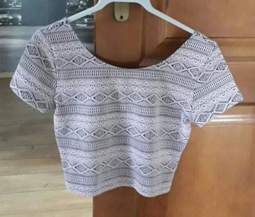 Krótki top dżersejowy H&M fiolet cropped S/M