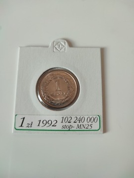 1 złoty 1992 mennicza / holder