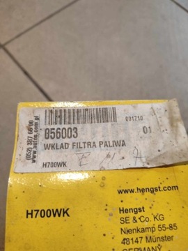 WKŁAD FILTRA PALIWA HENGST H700WK