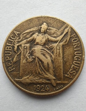 PORTUGALIA 1 Escudo 1924 ŁADNA