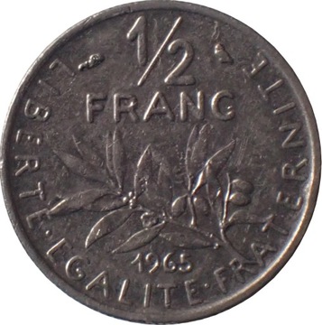 Francja 1/2 franka z 1965 roku - OBEJ. MOJĄ OFERTĘ