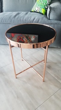 Stolik szkło rózowe złoto  design