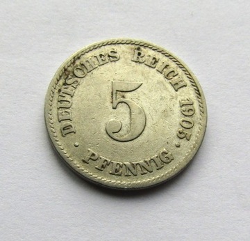 5 pfennig 1905J, Cesarstwo Niemieckie