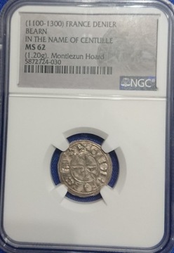 Denier 1100-1300 r. Francja NGC MS62 