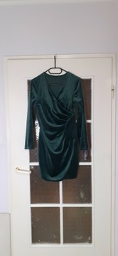 Nowa welurowa sukienka tunika s/m butelkowa zielen