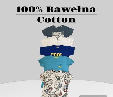 Zestaw 5 koszulek Top T-shirt koszulka bluzka polówka 110-116 100% bawełna