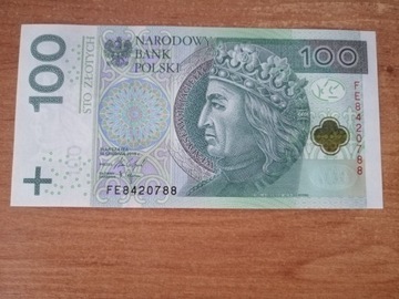 Banknot 100 zł seria FE