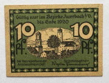 AUERBACH/VOGTLAND bon 1920 rok. Stan 1-.