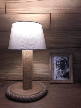 Lampka nocna drewniana styl rustykalny handmade