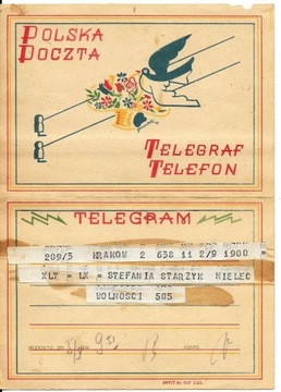 TELEGRAM wysłany z Krakowa do Mielca 1913