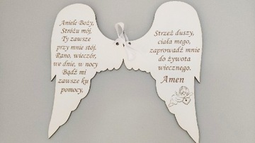 Skrzydła Anioła białe z Modlitwą dla dziecka 37cm