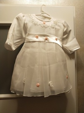 Sukienka i czapeczka biała 62 cm chrzest wesele 