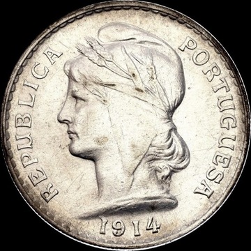 Portugalia 50 centavos 1914. KM# 561, srebro