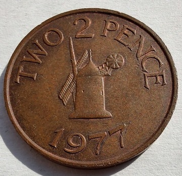 GUERNSEY 2 Pence 1977 okołoMENNICZA