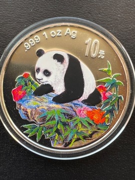 Chiny panda 1999 1 uncja srebro kolor