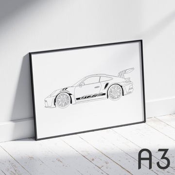 Porsche 911 GT3 RS (wzór 1) | plakat A3 + rama