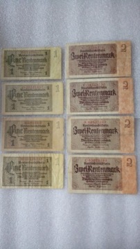 Banknoty niemieckie 1 i 2 marki 1937