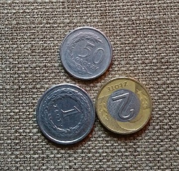 Moneta 2 zł 1 zł 50 gr 1995 rok 