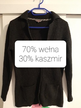 Kardigan sweter S 36 wełna kaszmir